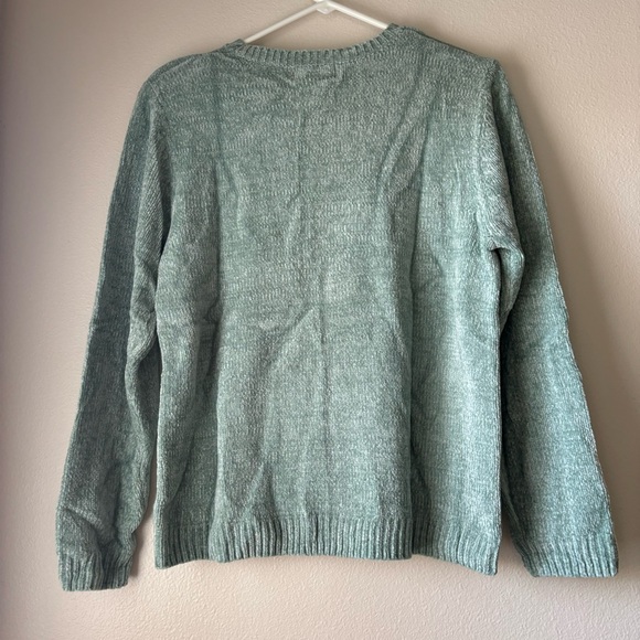 Alfred Dunner Vintage 90s Pastel Green Sweater Floral Embroidery Womens Small - Picture 8 of 8